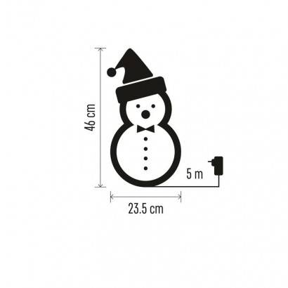 LED vánoční sněhulák s čepicí a šálou, 46 cm, venkovní i vnitřní, studená bílá, časovač