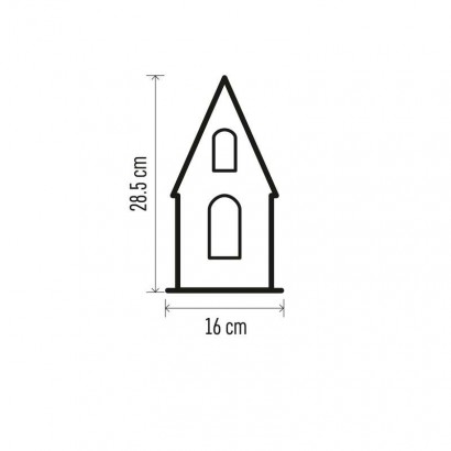 LED dekorace dřevěná – domek se sněhuláky, 28,5 cm, 2x AA, vnitřní, teplá bílá, časovač