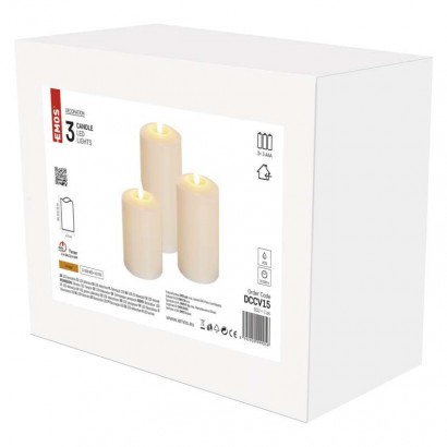 LED dekorace – 3x vosková svíčka, 3x 3x AAA, časovač