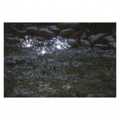 LED dekorace – zapichovací svítící větvičky, venkovní i vnitřní, studená bílá, časovač
