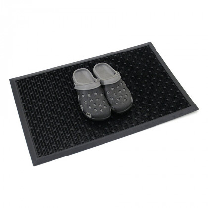 Černá plastová čistící venkovní vstupní rohož FLOMA Dots - 37 x 60 cm