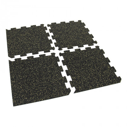 Černo-žlutá gumová modulová puzzle dlažba (střed) FLOMA IceFlo SF1100 - 95,6 x 95,6 x 0,8 cm