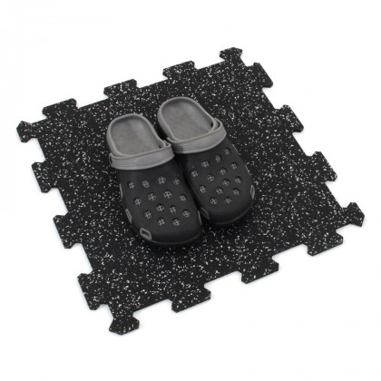 Černo-bílá gumová modulová puzzle dlažba (střed) FLOMA IceFlo SF1100 - 95,6 x 95,6 x 0,8 cm