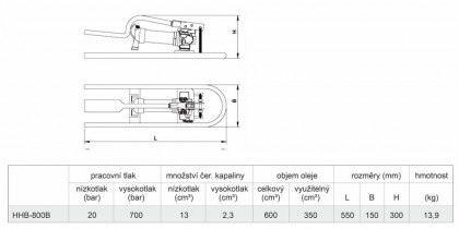 Nožní hydraulická pumpa HHB-800B