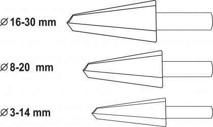Sada stupňovitých kuželových vrtáků 3-30mm