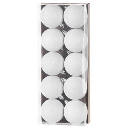 Baňky MagicHome, 10 ks, bílé, na vánoční stromeček, 6 cm