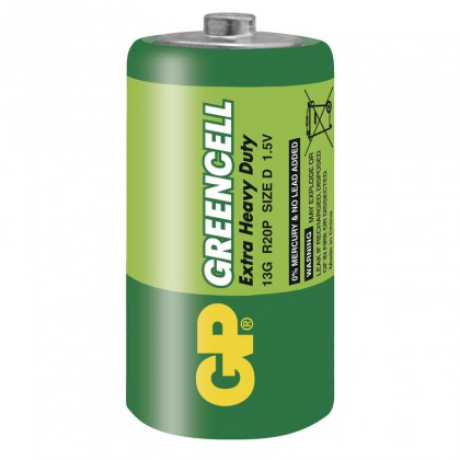 Zinkochloridová baterie GP Greencell R20 (D) fólie