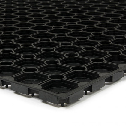 Gumová čistící venkovní vstupní rohož na hrubé nečistoty FLOMA Honeycomb - 40 x 80 x 1,6 cm