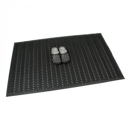 Gumová děrovaná čistící vstupní rohož FLOMA Waves - 60 x 90 x 1,5 cm