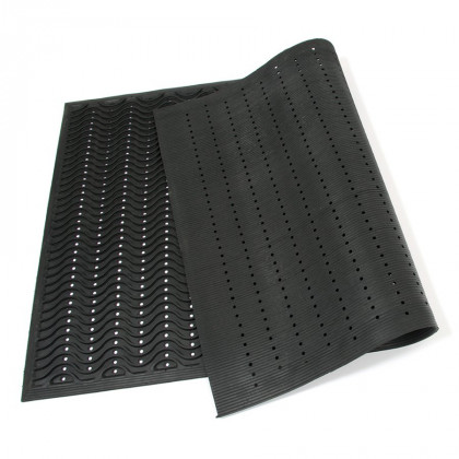 Gumová děrovaná čistící vstupní rohož FLOMA Waves - 60 x 90 x 1,5 cm