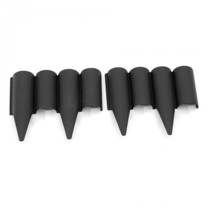 Černý plastový palisádový zahradní obrubník FLOMA Wood - délka 25 cm a výška 12,5 cm