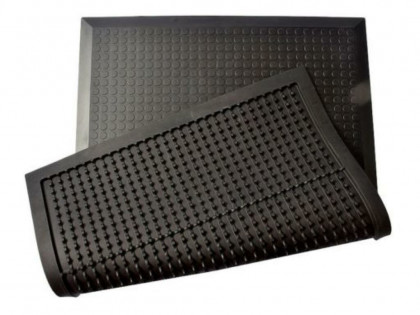 Šedá gumová olejivzdorná protiskluzová protiúnavová rohož FLOMA Coins - 65 x 95 x 1,2 cm