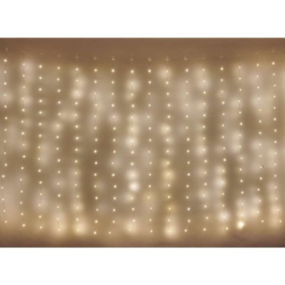LED vánoční nano řetěz – záclona, 1,7x2 m, venkovní i vnitřní, teplá bílá, programy
