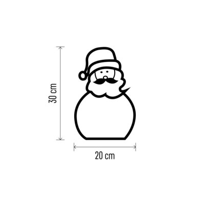 LED dekorace dřevěná – Santa, 30 cm, 2x AAA, vnitřní, teplá bílá, časovač