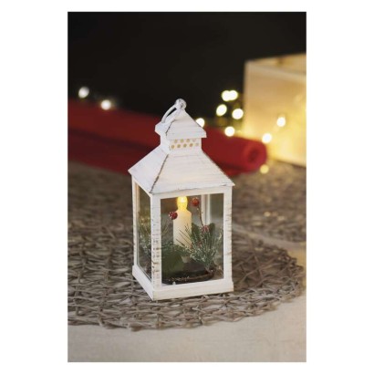 LED dekorace – vánoční lucerna se svíčkou, 23 cm, 3x AAA, vnitřní, vintage