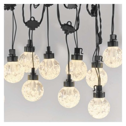 LED světelný řetěz – 20x párty žárovky, 7,6 m, venkovní i vnitřní, teplá bílá
