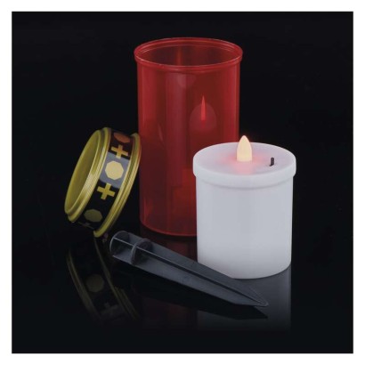 LED hřbitovní svíčka zapichovací, červená, 25 cm, 2x AA, venkovní i vnitřní, vintage