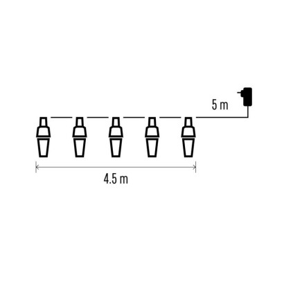 LED světelný řetěz – 10x párty žárovky, 4,5 m, venkovní i vnitřní, studená bílá