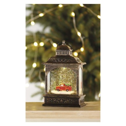 LED dekorace – vánoční lucerna s autíčkem, 21 cm, 3x AA, vnitřní, teplá bílá, časovač