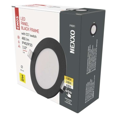 LED vestavné svítidlo NEXXO, kruhové, černé, 7W, se změnou CCT