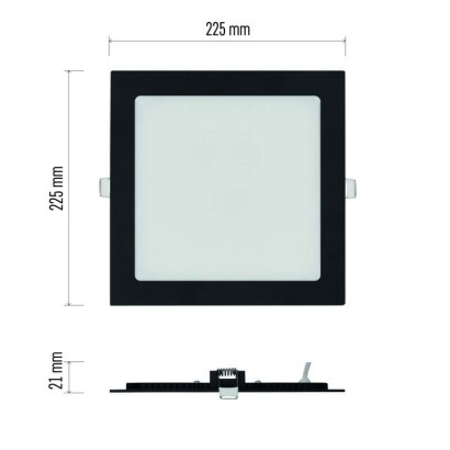 LED vestavné svítidlo NEXXO, čtvercové, černé, 18W, se změnou CCT