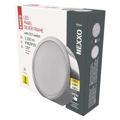 LED přisazené svítidlo NEXXO, kruhové, stříbrné, 12,5W, se změnou CCT