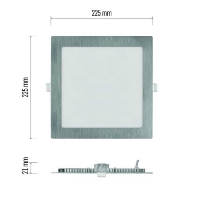 LED vestavné svítidlo NEXXO, čtvercové, stříbrné, 18W, se změnou CCT