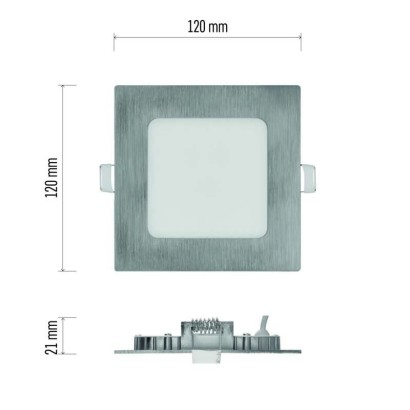 LED vestavné svítidlo NEXXO, čtvercové, stříbrné, 7W, se změnou CCT