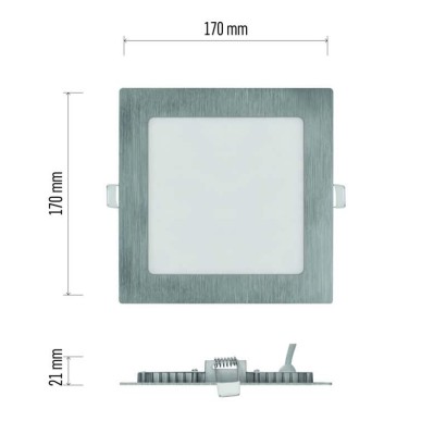 LED vestavné svítidlo NEXXO, čtvercové, stříbrné, 12,5W, se změnou CCT