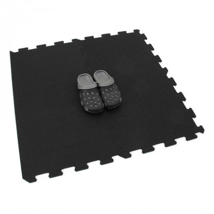 Černá gumová modulová puzzle dlažba (okraj) FLOMA FitFlo SF1050 - 50 x 50 x 0,8 cm