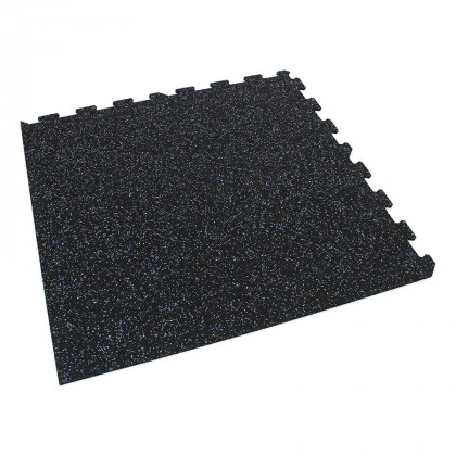 Černo-bílo-modrá gumová modulová puzzle dlažba (roh) FLOMA FitFlo SF1050 - 50 x 50 x 0,8 cm