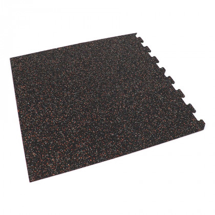 Černo-bílo-červená gumová modulová puzzle dlažba (roh) FLOMA FitFlo SF1050 - 50 x 50 x 0,8 cm