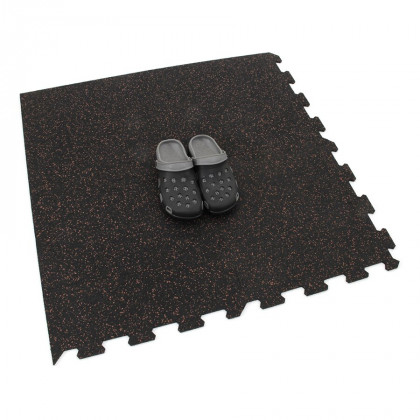 Černo-červená gumová modulová puzzle dlažba (roh) FLOMA FitFlo SF1050 - 50 x 50 x 0,8 cm