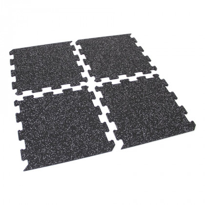 Černo-bílá gumová modulová puzzle dlažba (okraj) FLOMA FitFlo SF1050 - 50 x 50 x 0,8 cm