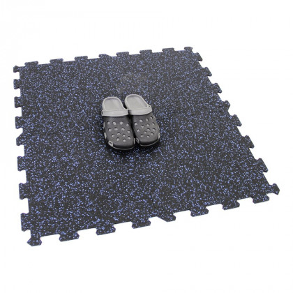 Černo-modrá gumová modulová puzzle dlažba (střed) FLOMA FitFlo SF1050 - 50 x 50 x 0,8 cm