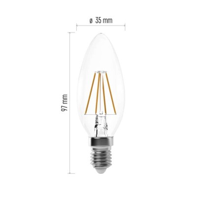 LED žárovka Filament Candle 3,4W E14 teplá bílá