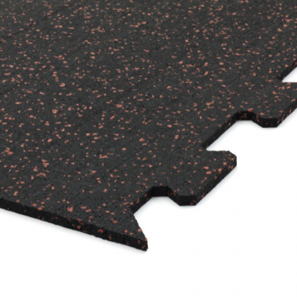 Černo-červená gumová modulová puzzle dlažba (okraj) FLOMA FitFlo SF1050 - 100 x 100 x 0,8 cm