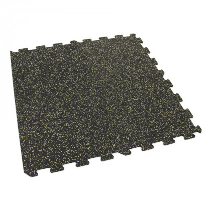 Černo-žlutá gumová modulová puzzle dlažba (střed) FLOMA FitFlo SF1050 - 100 x 100 x 0,8 cm