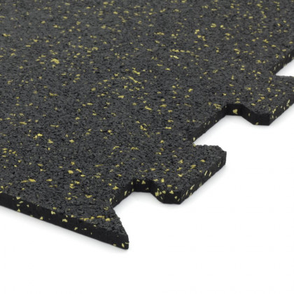 Černo-žlutá gumová modulová puzzle dlažba (okraj) FLOMA FitFlo SF1050 - 100 x 100 x 0,8 cm