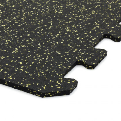 Černo-žlutá gumová modulová puzzle dlažba (roh) FLOMA FitFlo SF1050 - 100 x 100 x 0,8 cm