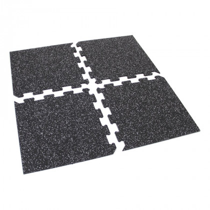 Černo-bílá gumová modulová puzzle dlažba (roh) FLOMA FitFlo SF1050 - 100 x 100 x 0,8 cm