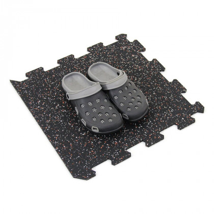 Černo-bílo-červená gumová modulová puzzle dlažba (okraj) FLOMA FitFlo SF1050 - 100 x 100 x 0,8 cm