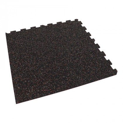 Černo-bílo-červená gumová modulová puzzle dlažba (okraj) FLOMA FitFlo SF1050 - 100 x 100 x 0,8 cm