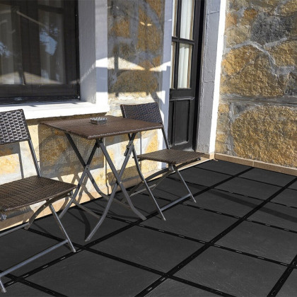 Černá plastová terasová dlažba FatraStep Slateris - 30 x 30 x 1,3 cm