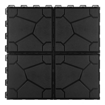 Černá plastová terasová dlažba FatraStep Stoneris - 30 x 30 x 1,3 cm