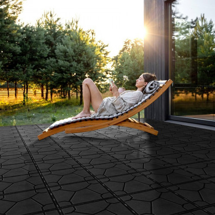 Černá plastová terasová dlažba FatraStep Stoneris - 30 x 30 x 1,3 cm