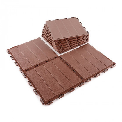 Hnědá plastová terasová dlažba FatraStep Lineris - 30 x 30 x 1,3 cm