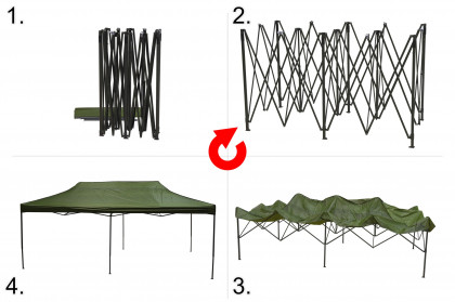 Párty stan nůžkový 3x6m zelený WATERPROOF