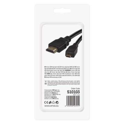 HDMI 2.0 high speed kabel A vidlice – D vidlice 1,5 m