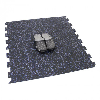 Černo-modrá gumová modulová puzzle dlažba (okraj) FLOMA IceFlo SF1100 - 100 x 100 x 1 cm